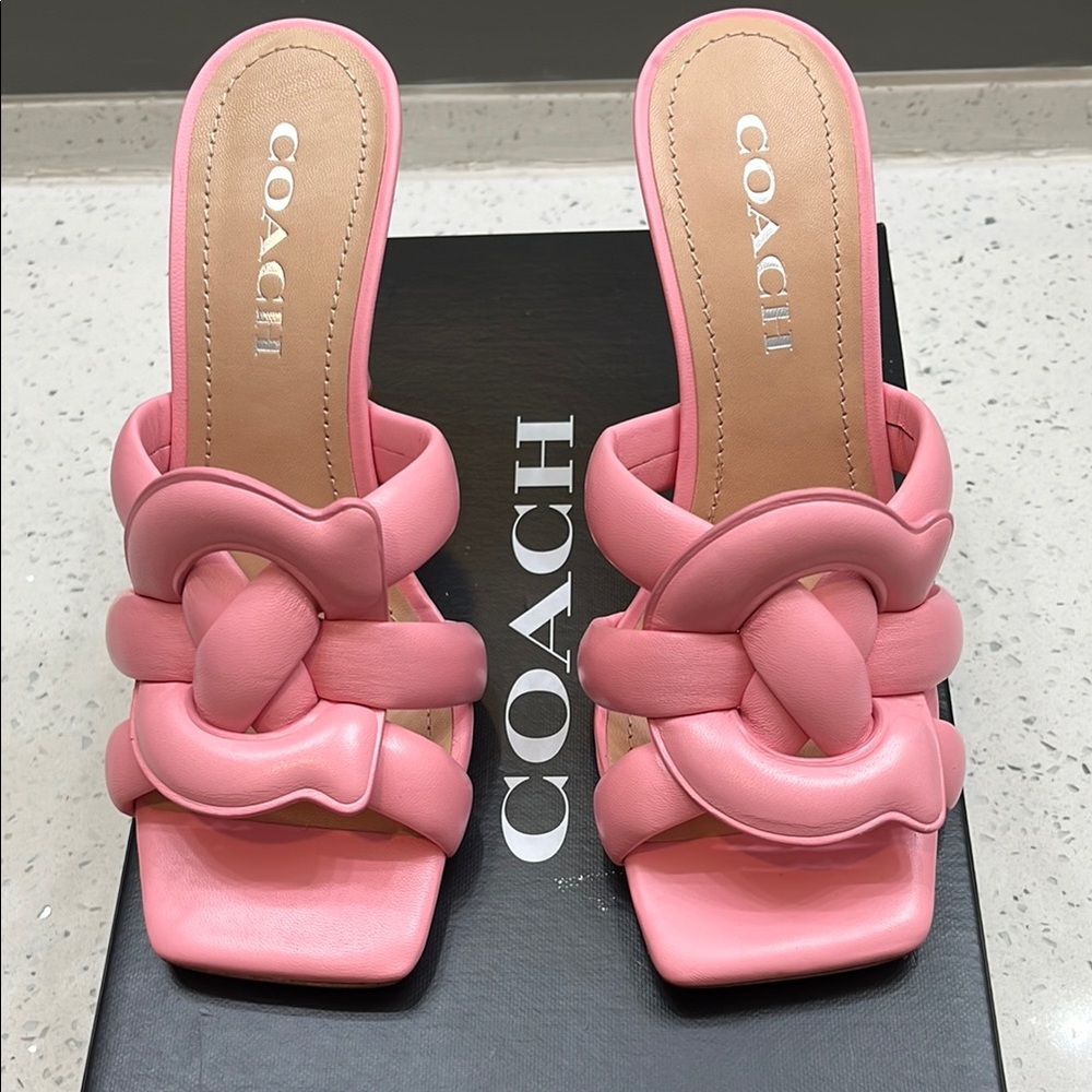 Coach Pink Heels with Twisted Strap Design